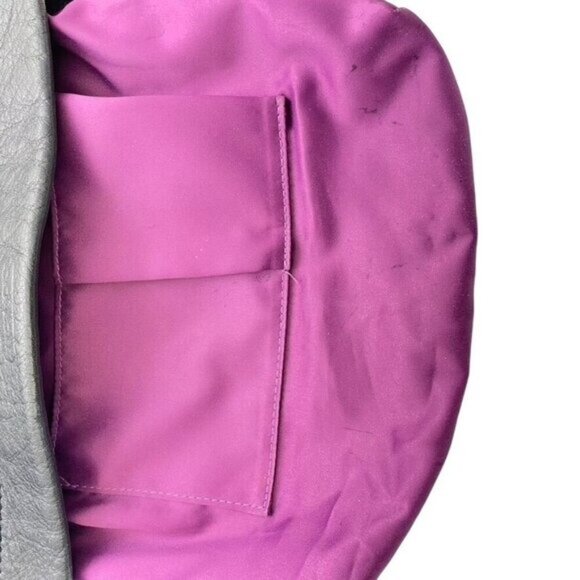 COACH Y2K  Carly Black Leather Hobo Shoulder Bag w Silver Chain & Purple Lining - Picture 10 of 11